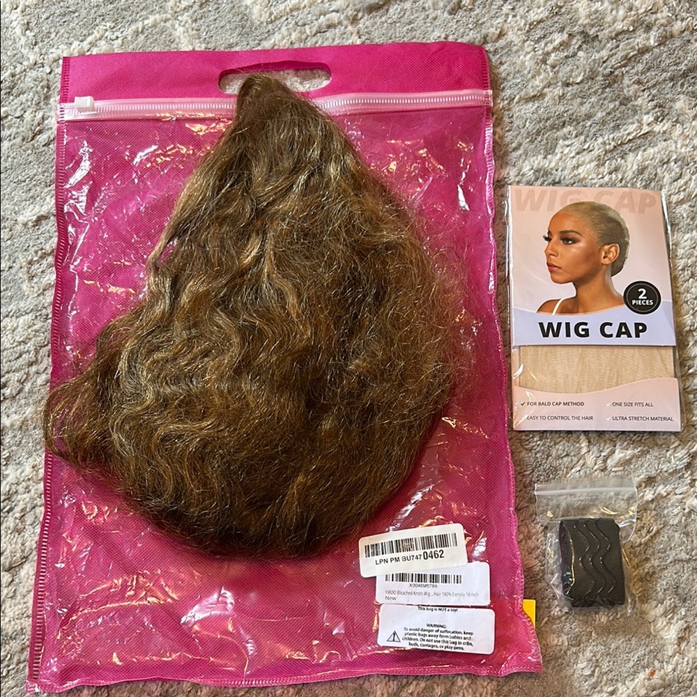 Brown Curly Wig with Cap